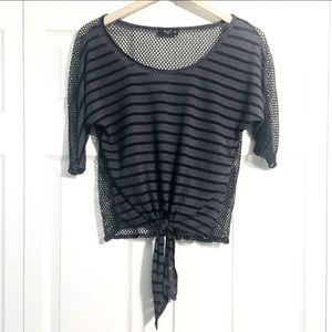 Striped Sheer Mesh Beach Casual Dolman Top